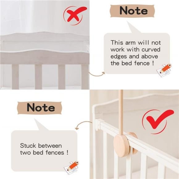 Baby Crib Mobile Arm - Wooden Baby Mobile Crib Holder, Mobile Hanging Baby Crib - Picture 5 of 6